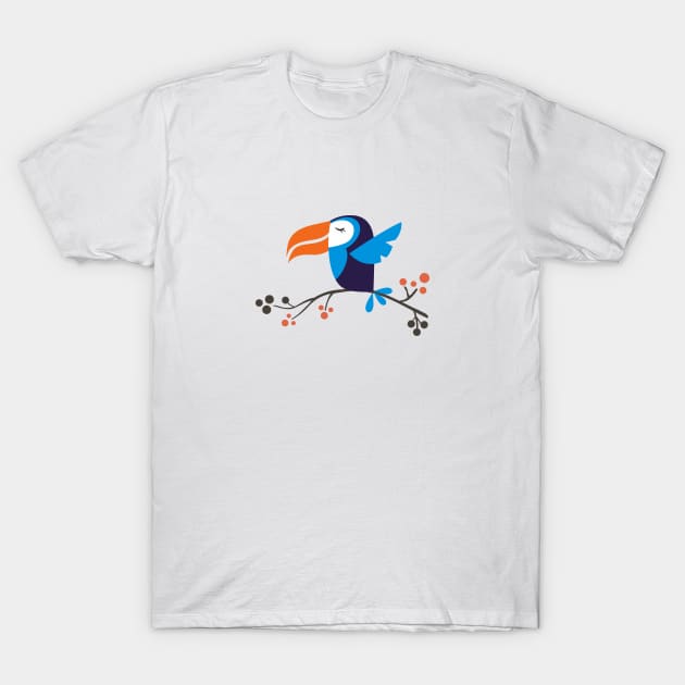 The Blue and Orange Bird T-Shirt by Senthilkumar Velusamy